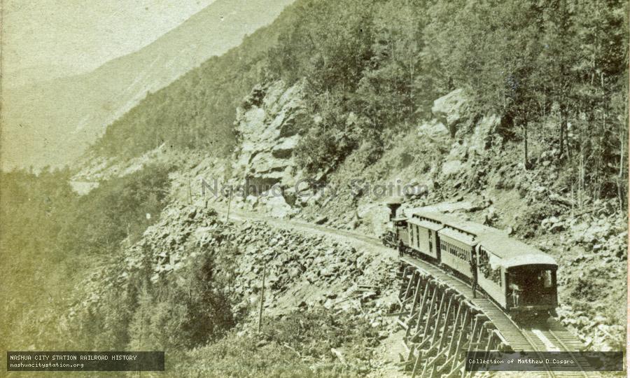Stereoview: Portland & Ogdensburg Railroad, Crawford Notch, White Mountains